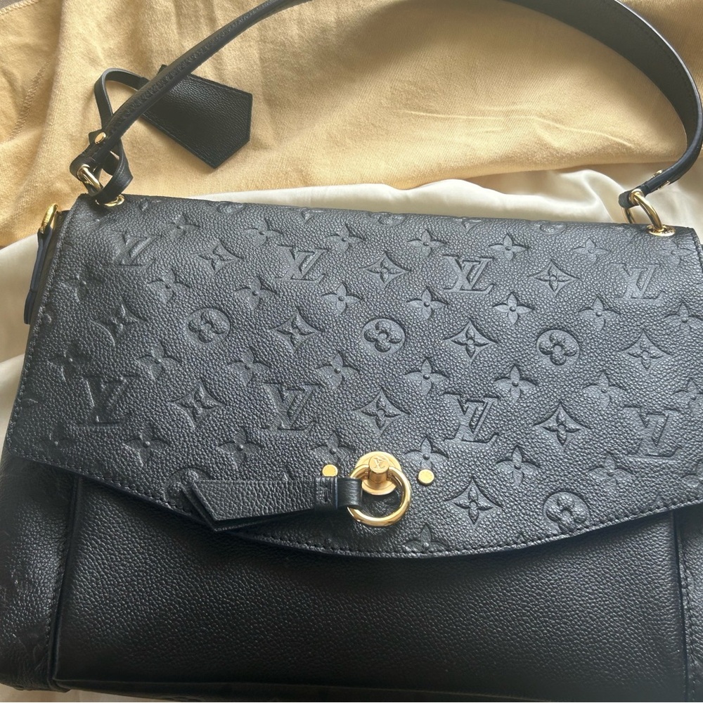 Louis Vuitton Black Embossed Monogram Shoulder Bag